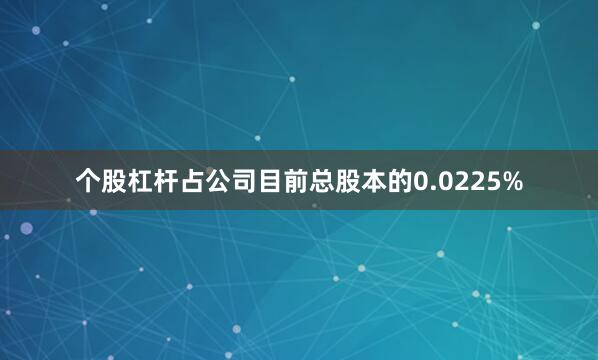 个股杠杆占公司目前总股本的0.0225%